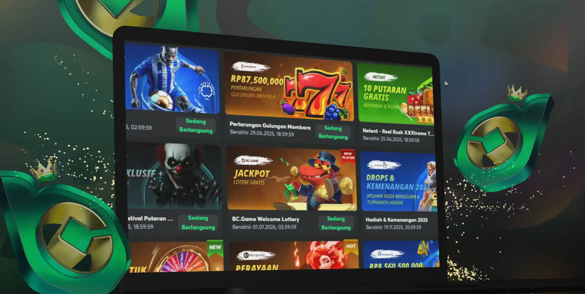 Penawaran bonus putaran gratis di platform game BC